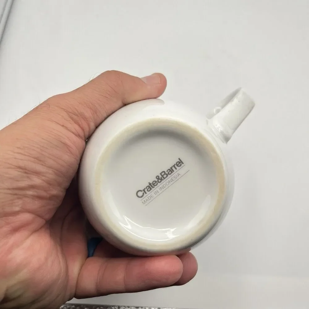 Crate & Barrel Mug White Porcelain Handled 4